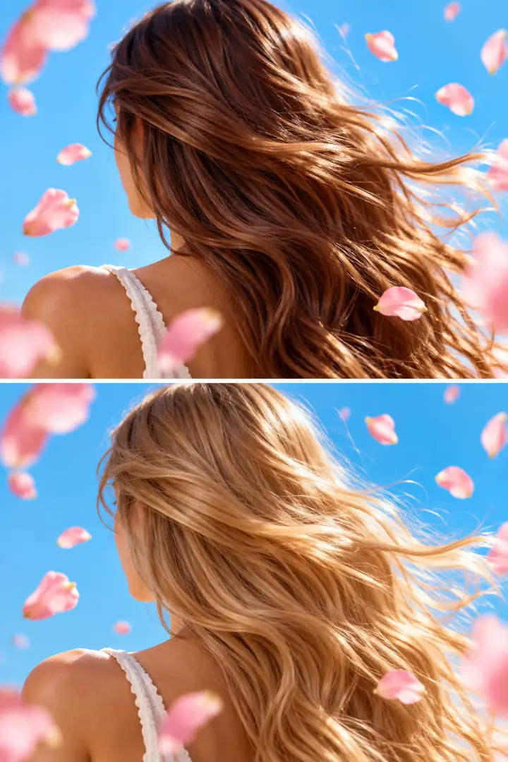 A portrait demonstrating a natural change in hair color